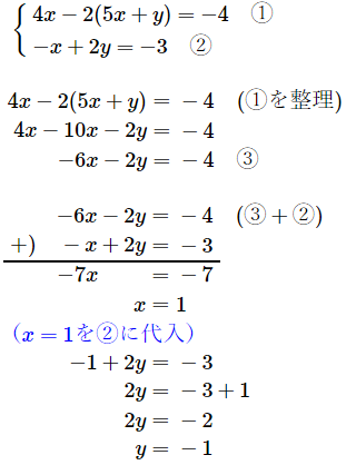 連立方程式計算式